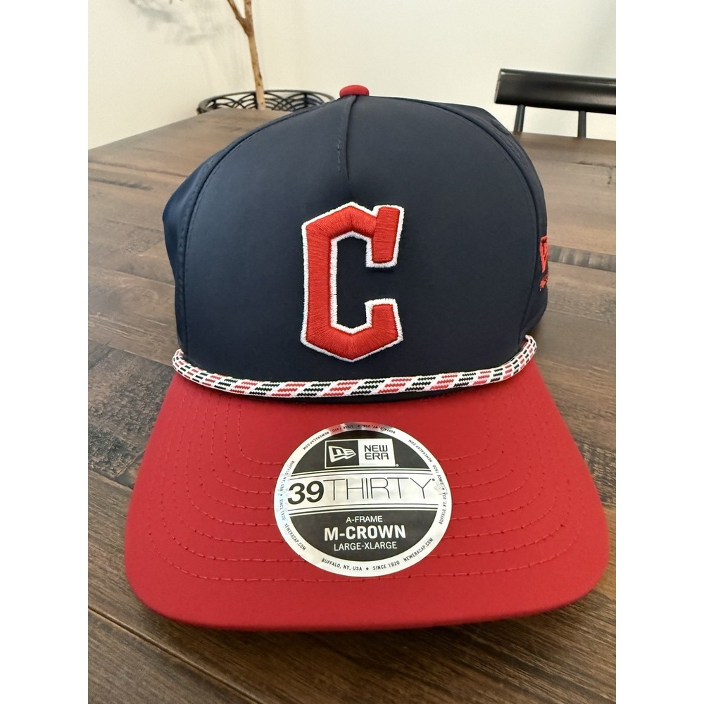 Men's New Era Navy/Red Cleveland Guardians Rope M-Crown A-Frame 39THIRTY L/XL